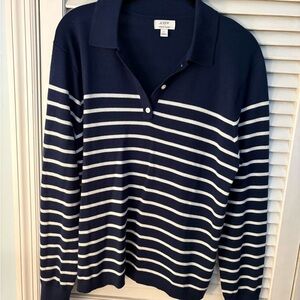 J. Crew Factory Women's Navy and White Striped Sweater